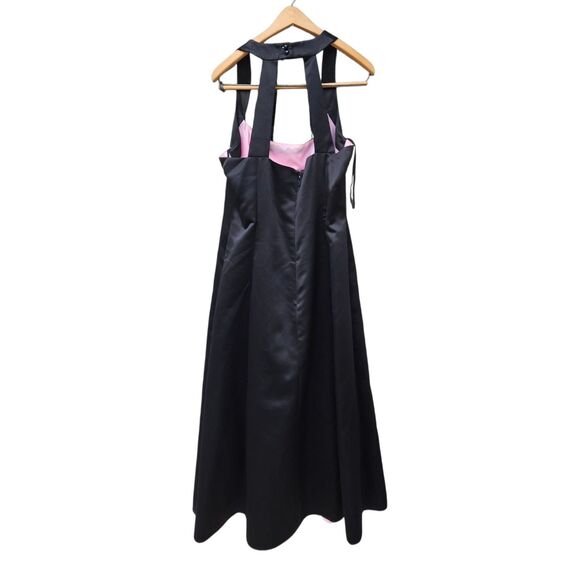 Y2K Black Onyx Night Formal Dress Cage Back Embroidered Floral Whimsygoth Sz 18W - Picture 2 of 9